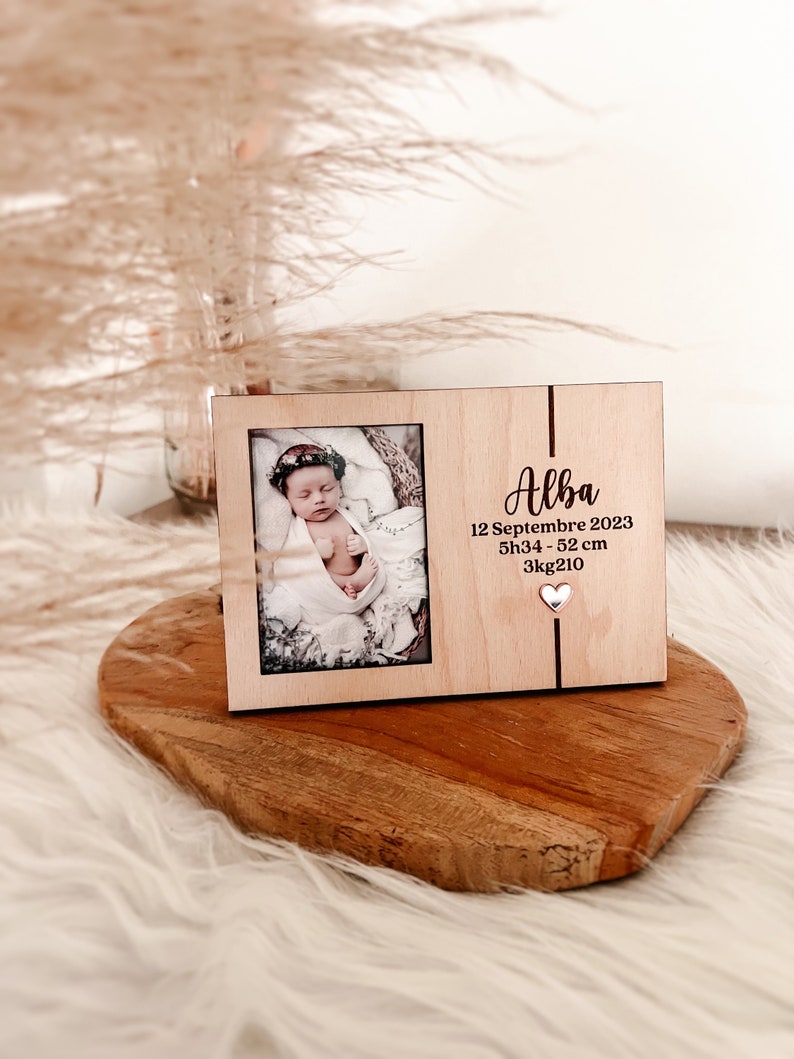 Cadre avec photo changeable et texte personnalisé naissance bébé image 4