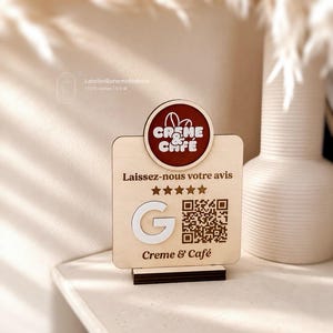 Pancarte avis Google personnalisée avec logo couleur  – Plaque boutique avec QR code – Demande d’avis client pour commerce, salon ou stand