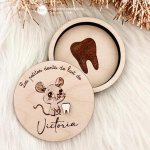 Scatola dentata in legno, scatola per denti da latte