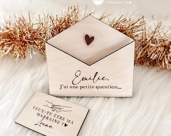 Original godmother proposal in a personalized wooden envelope – wedding witness or godfather proposal – personalized surprise announcement