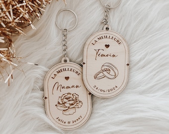 Gold witness key ring to personalize with the text of your choice, mother, godmother