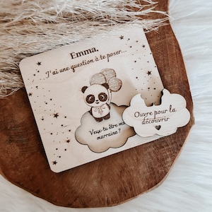 Personalized surprise request for birth announcement, witness, godmother.. ••Wood engraving