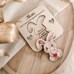 Personalized surprise request for birth announcement, witness, godmother.. ••Wood engraving