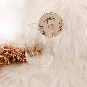 Personalized wooden place marker for glass, wedding, baptism, birthday