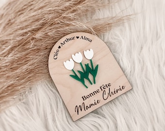 Magnet tulipes - fête des mamie personnalisé avec prénoms