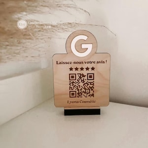 Pancarte avis Google personnalisée – Plaque boutique avec QR code – Demande d’avis client élégante pour commerce, salon ou stand