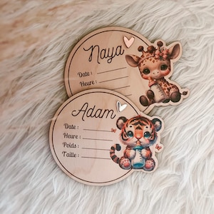 Carte de bienvenue naissance bébé à compléter au stylo avec gravure personnalisée