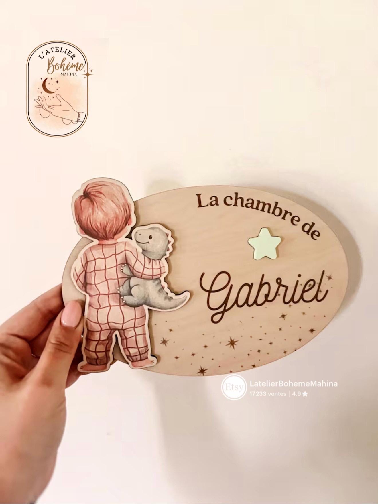 Plaque de porte chambre enfant personnalisable - modèle Malo