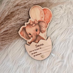Carte de bienvenue naissance bébé à compléter au stylo avec gravure personnalisée