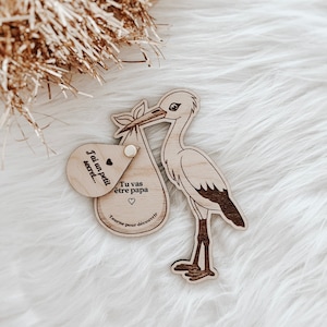 Personalized surprise announcement/request for birth announcement, witness, godmother.. ••Wood engraving