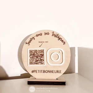 Petite Pancarte instagram personnalisée pour entreprise sur socle avec QR Code