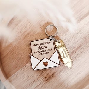 Porte clé personnalisé pour maîtresse, nounou, cadeau fin d’année scolaire enfant, cadeau maîtresse