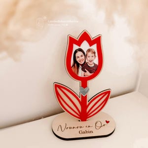 Flor de madera personalizada con foto: regalo original para mamá o abuela; decoración personalizada con foto de recuerdo; regalo de fin de año para la niñera o maestra.