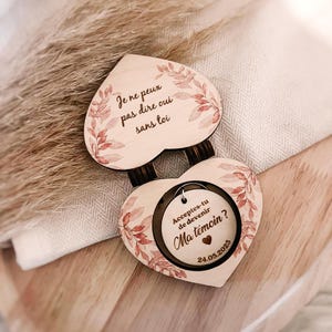 Personalized wedding witness request box with key ring