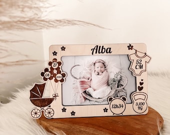 Cadre avec photo changeable naissance, informations de naissance, cadre bébé