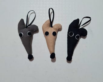 Handmade unique Greyhound/Whippet/lurcher dog cartoon patterned stuffed mini hanging decoration bauble hanger gift different colours