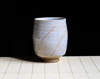 Ceramic Japanese Cup, Shino Yunomi Teacup, Handmade Coffee Cup, Traditional Gong-fu cup, Handcrafted Stoneware Cup