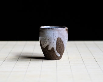 Traditional Gong-fu cup with Shino glaze, Sake cup, Ceramic Japanese Cup, Shino Guinomi