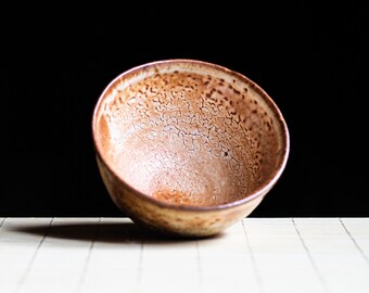 Soda fired, Traditional Guinomi teabowl with Shino glaze, Ceramic Gongfu Cup, Japanese-style handmade teacup, perfect for tea