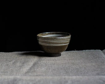 Ceramic tea cup, Guinomi with Hakeme brushed Porcelain slip. Japanese-style handmade teacup, perfect for tea, coffee and spirits.