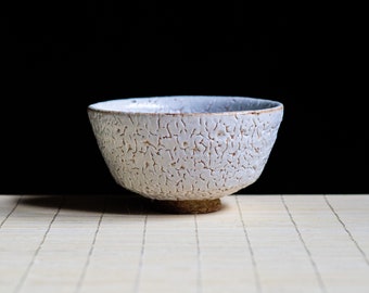 Soda fired, Traditional Guinomi teabowl with Shino glaze, Ceramic Gongfu Cup, Japanese-style handmade teacup, perfect for tea