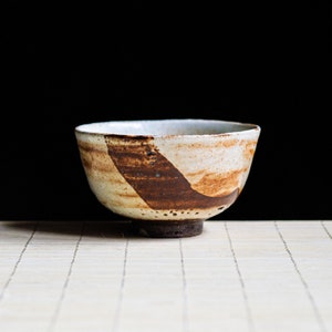 Soda fired, Traditional Guinomi teabowl with Shino glaze, Ceramic Gongfu Cup, Japanese-style handmade teacup, perfect for tea image 2