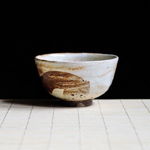 Soda fired, Traditional Guinomi teabowl with Shino glaze, Ceramic Gongfu Cup, Japanese-style handmade teacup, perfect for tea image 4