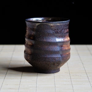 Ceramic Japanese Cup, Shino Yunomi Teacup, Handmade Coffee Cup, Traditional Gong-fu cup, Handcrafted Stoneware Cup image 2