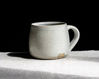 Coffee or Tea Mug with white satin Dolomite glaze. Japanese-style teacup, perfect for tea, coffee and spirits