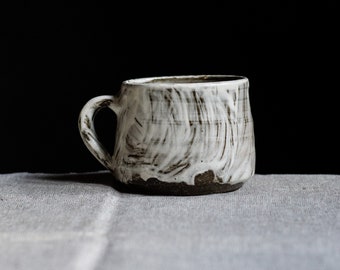 Coffee or Tea Mug with white Porcelain slip. Japanese-style teacup, perfect for tea, coffee and spirits