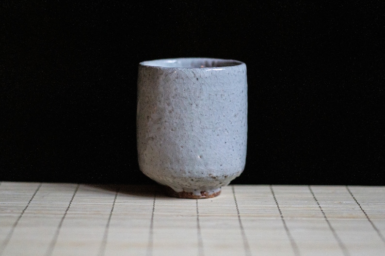Soda fired Ceramic tea cup, Yunomi with Shino glaze. Japanese-style handmade teacup, perfect for tea, coffee and spirits. image 1