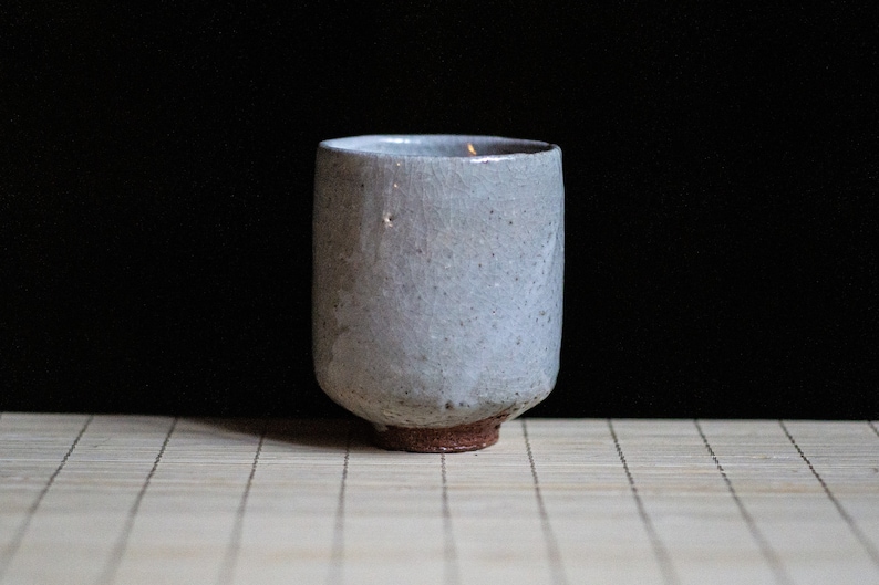 Soda fired Ceramic tea cup, Yunomi with Shino glaze. Japanese-style handmade teacup, perfect for tea, coffee and spirits. image 3