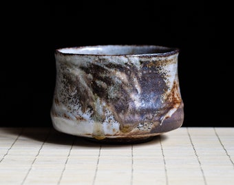 Soda fired Ceramic Matcha Bowl, Shino Chawan for Tea Ceremony, Handmade Japanese Teacup, Matchawan