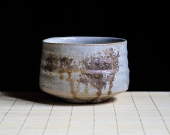 Soda fired Ceramic Matcha Bowl, Shino Chawan for Tea Ceremony, Handmade Japanese Teacup, Matchawan