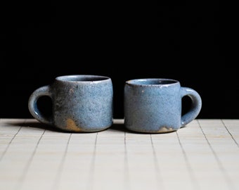 Set of two Handcrafted Stoneware Espresso Cups - Modern Minimalist Design - Artisan Ceramic Shot Glass