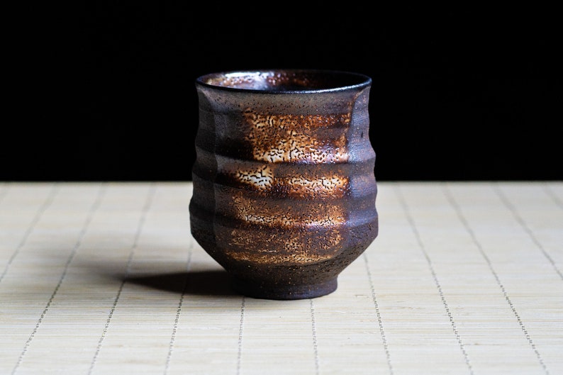 Ceramic Japanese Cup, Shino Yunomi Teacup, Handmade Coffee Cup, Traditional Gong-fu cup, Handcrafted Stoneware Cup image 1