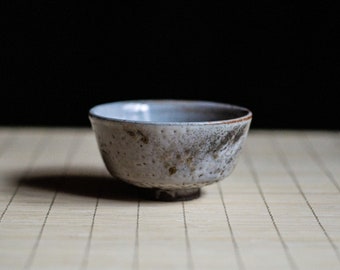 Ceramic Japanese Cup, Shino Guinomi with Porcelain slip Tea Cup, Handmade Coffee Cup, Traditional Gong-fu cup