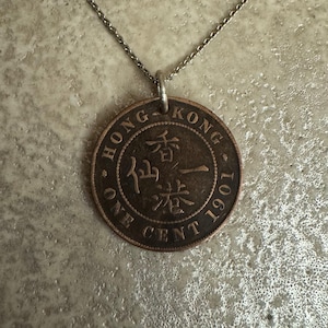 Hong Kong Antique 1 Cent Coin Pendant