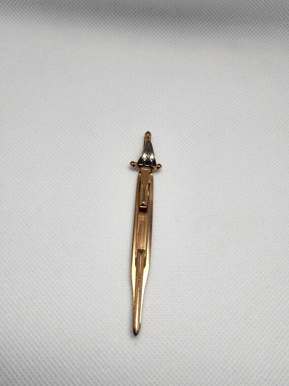 SWANK Sword Tie Bar Clip Vintage 1940s Pierced Lo… - image 2