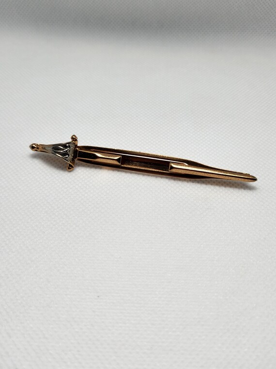 SWANK Sword Tie Bar Clip Vintage 1940s Pierced Lo… - image 1