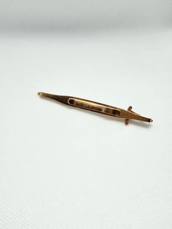 SWANK Sword Tie Bar Clip Vintage 1940s Pierced Lo… - image 3