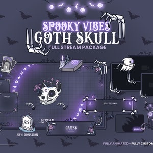 Gothic & Spooky Streaming package for TWITCH - YOUTUBE - Halloween - Esoterism Animated Screens, Overlays, Alerts, Panel, Dark Violet