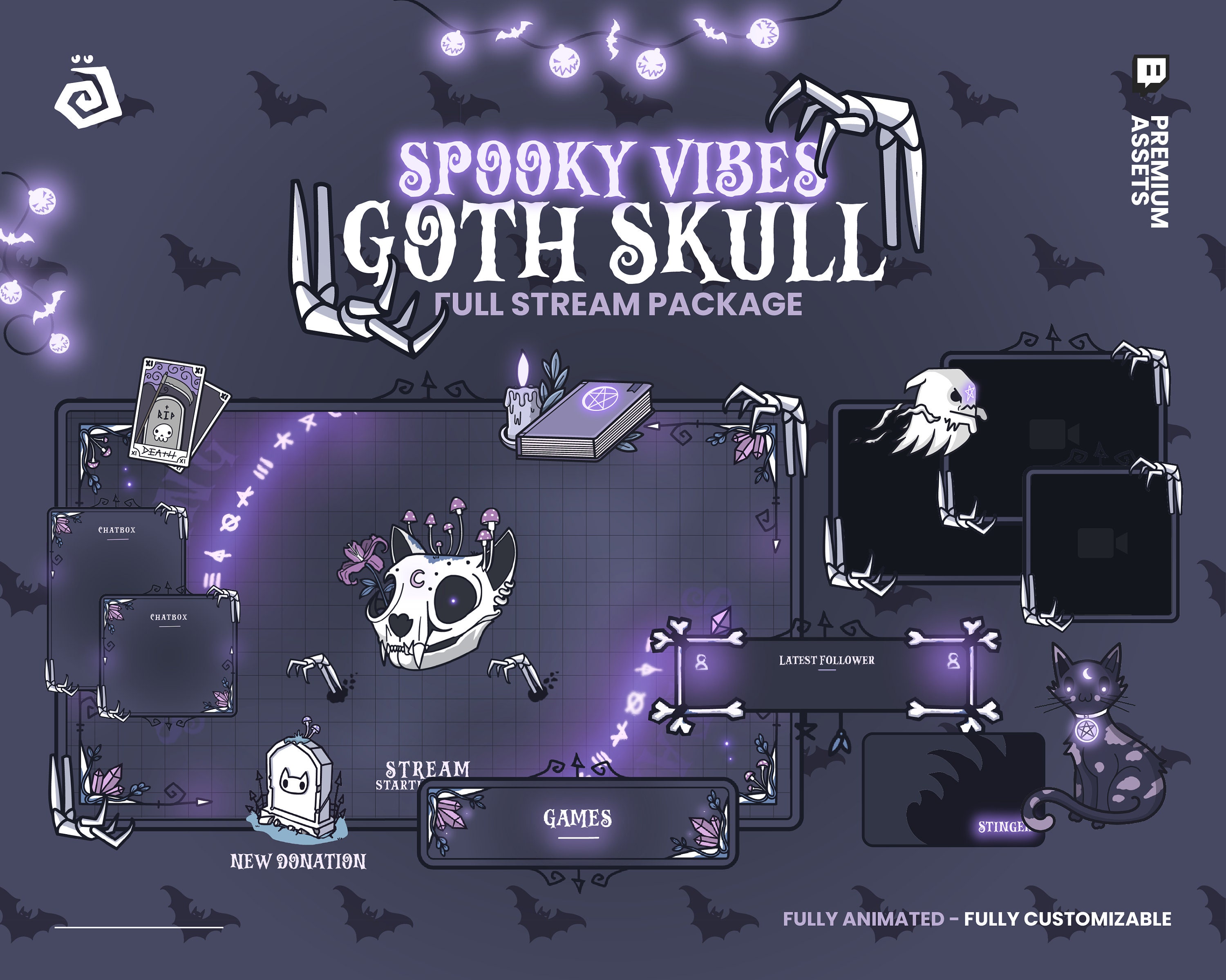 Animated Gothic Vampire Stream Overlay Just Chatting Overlay - Canada