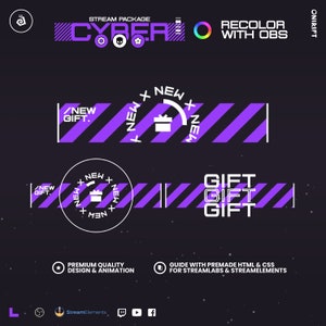 Modern, Cyberpunk and Tech Animated Stream Alerts - Twitch Stream Alerts, Streamlabs and StreamElements - Clean, Minimal and Futuristic