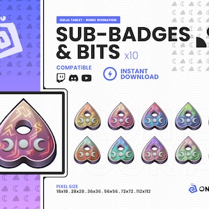 Ouija Tablet * Runic Witchcraft  TWITCH SUB BADGE & Bits x10 Loyalty Badge, Graphics for Streamers