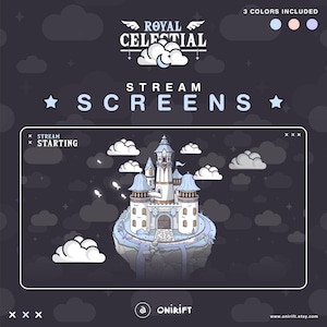 Animated Sky Castle Stream Screens: Ethereal and Celestial Twitch Starting Soon, for Twitch & Youtube