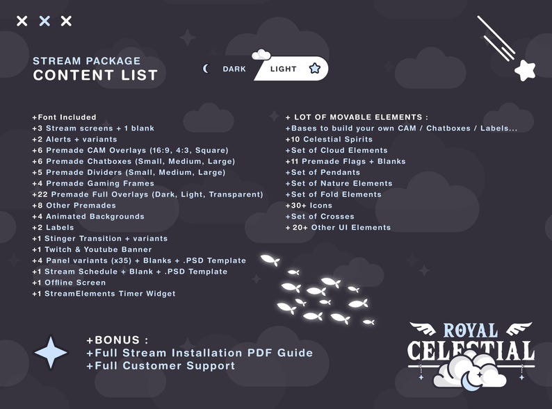 Royal Celestial Stream package - Ethereal & Angelic vibes - Content List