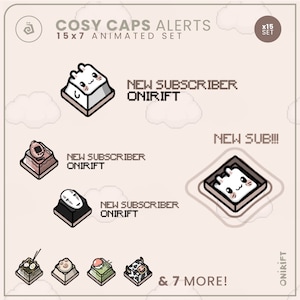 15x Animated Stream ALERTS - Cosy & Cute KeyCaps Set - Fantasy Keyboard Caps, Animated Key Cap - Twitch, Youtube, Facebook Live, Kick Alerts