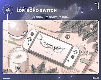 4 Twitch Animated Stream Screens, Cosy Switch Gaming Console - Pixel Art - Lo-fi Outside - Sunny Spring Chill Cottage Starting Soon