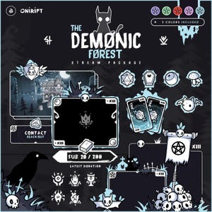 Demonic Forest – Blue Stream Package for Twitch, Youtube, Kick – Spectral & Haunted Vibes, Horror VTuber Overlay, Spooky Stream Assets